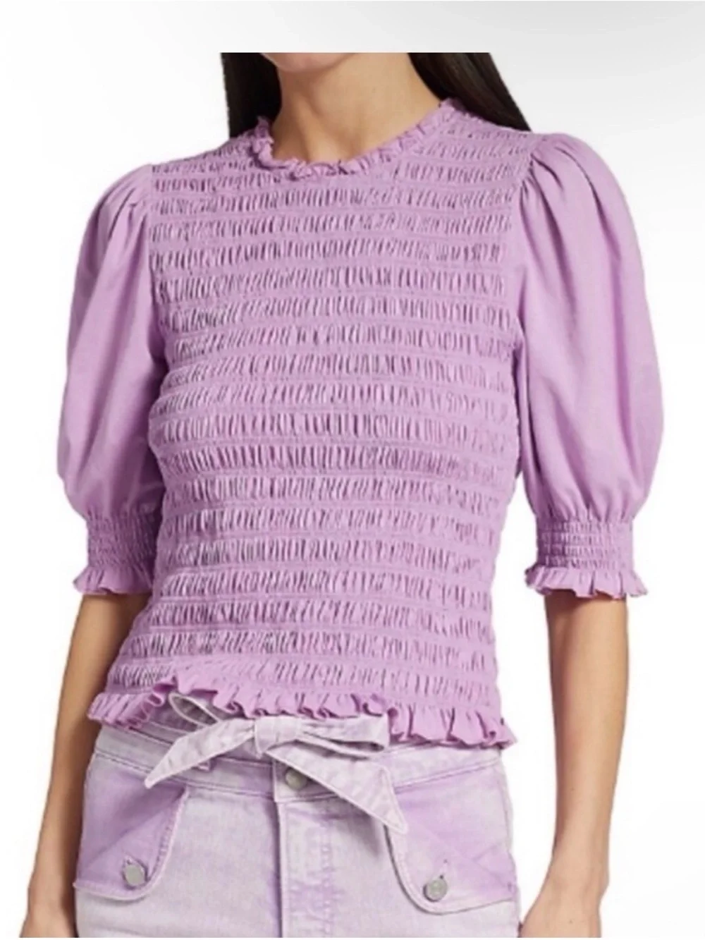 Veronica Beard Langston Smocked Puff Sleeve Top Violet Purple size S NWOT - Picture 1 of 6
